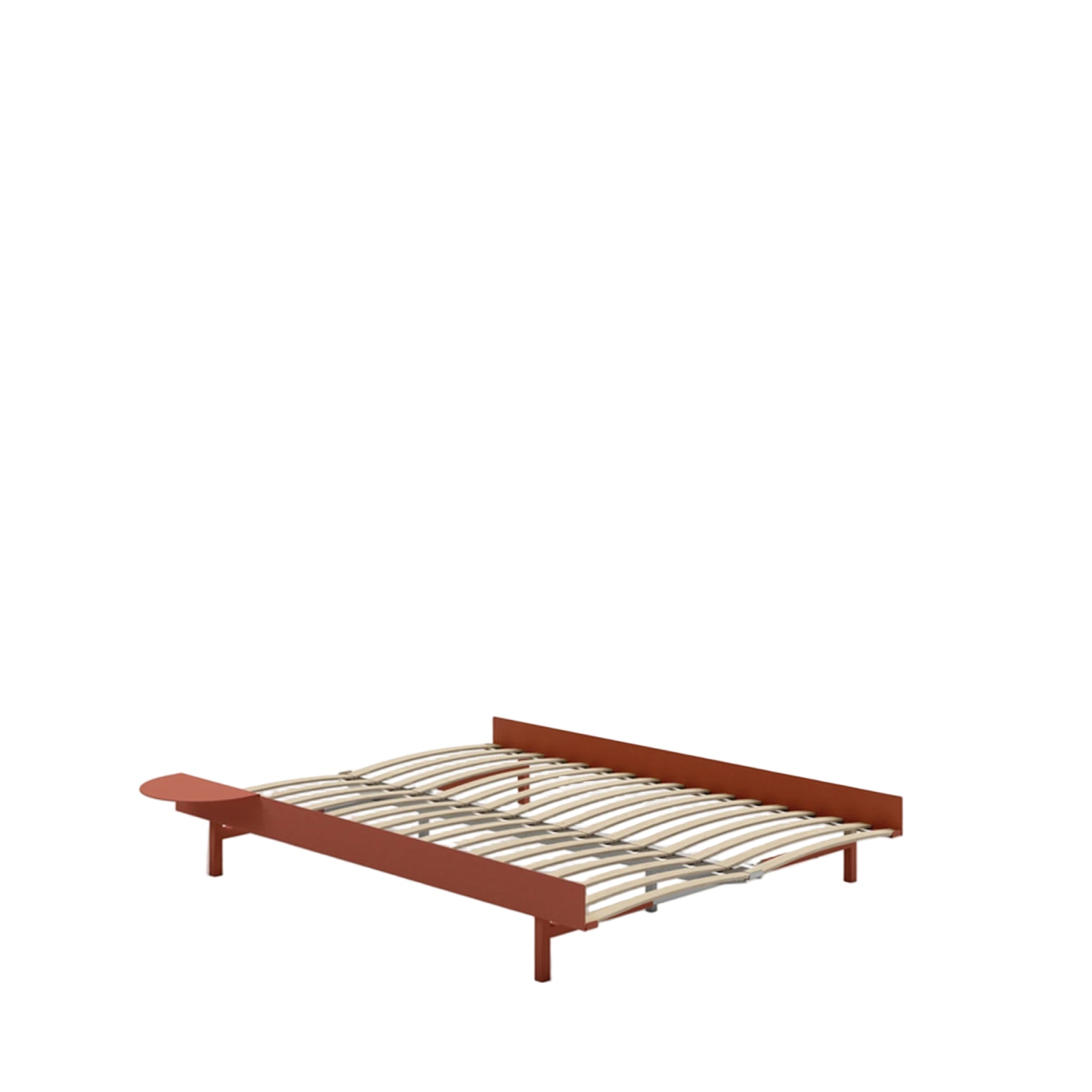 Moebe Bed, 140 Cm, Slats, 1x Side Table, Terracotta