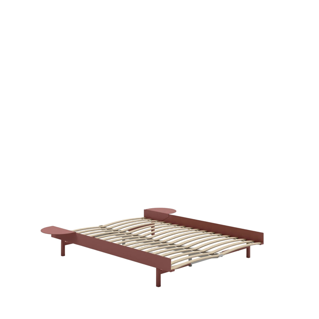 Moebe Bed, 140 Cm, Slats, 2x Side Table, Dusty Rose