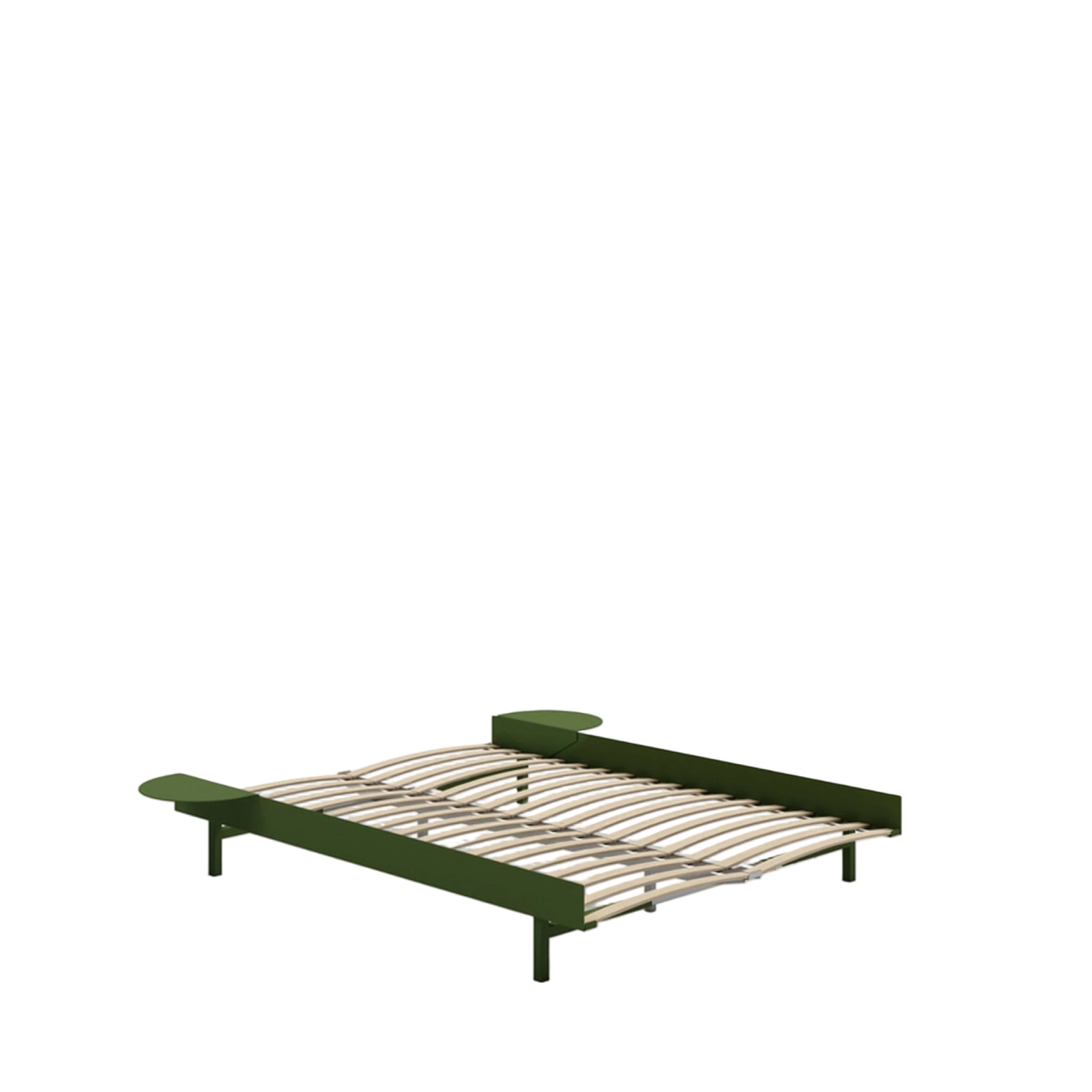 Moebe Bed, 140 Cm, Slats, 2x Side Table, Pine Green