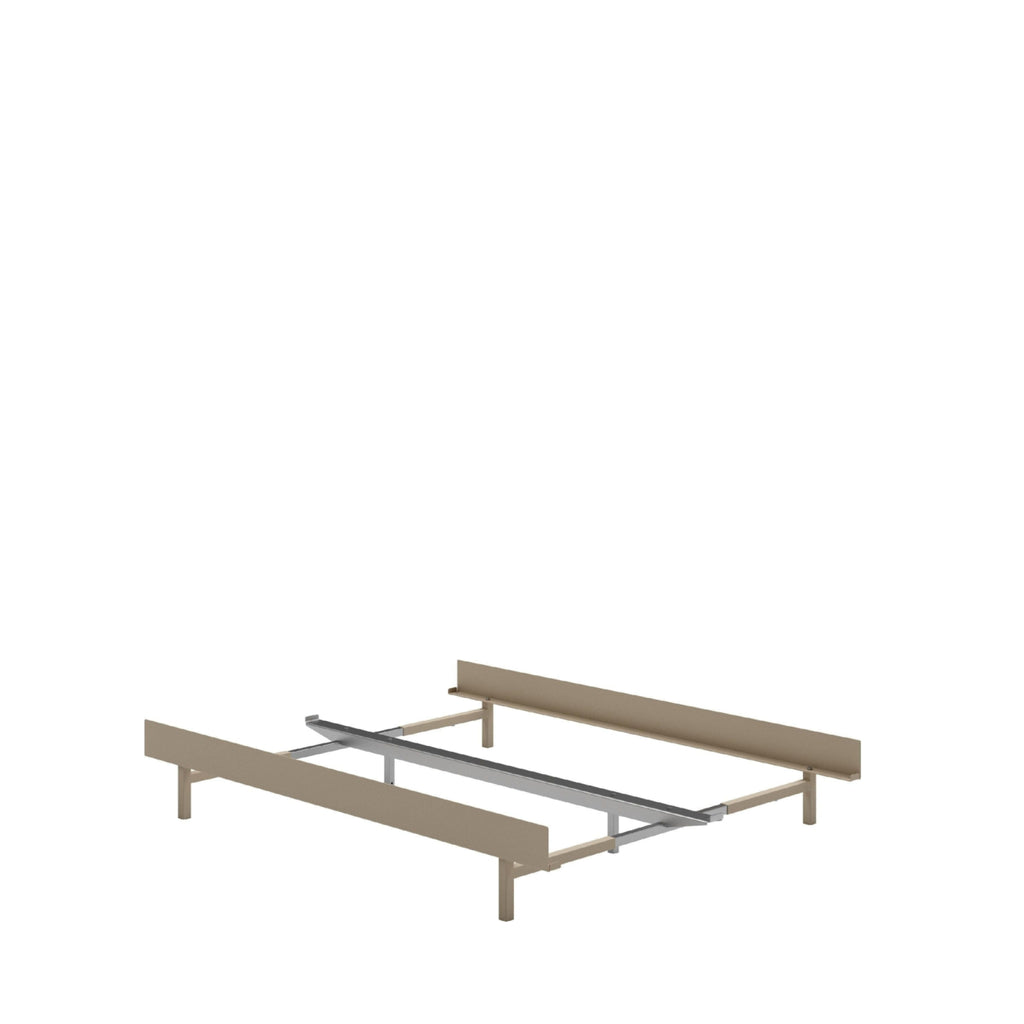 Minimalist Moebe Bed with Slats 140 cm in Sand - Modern Steel Frame