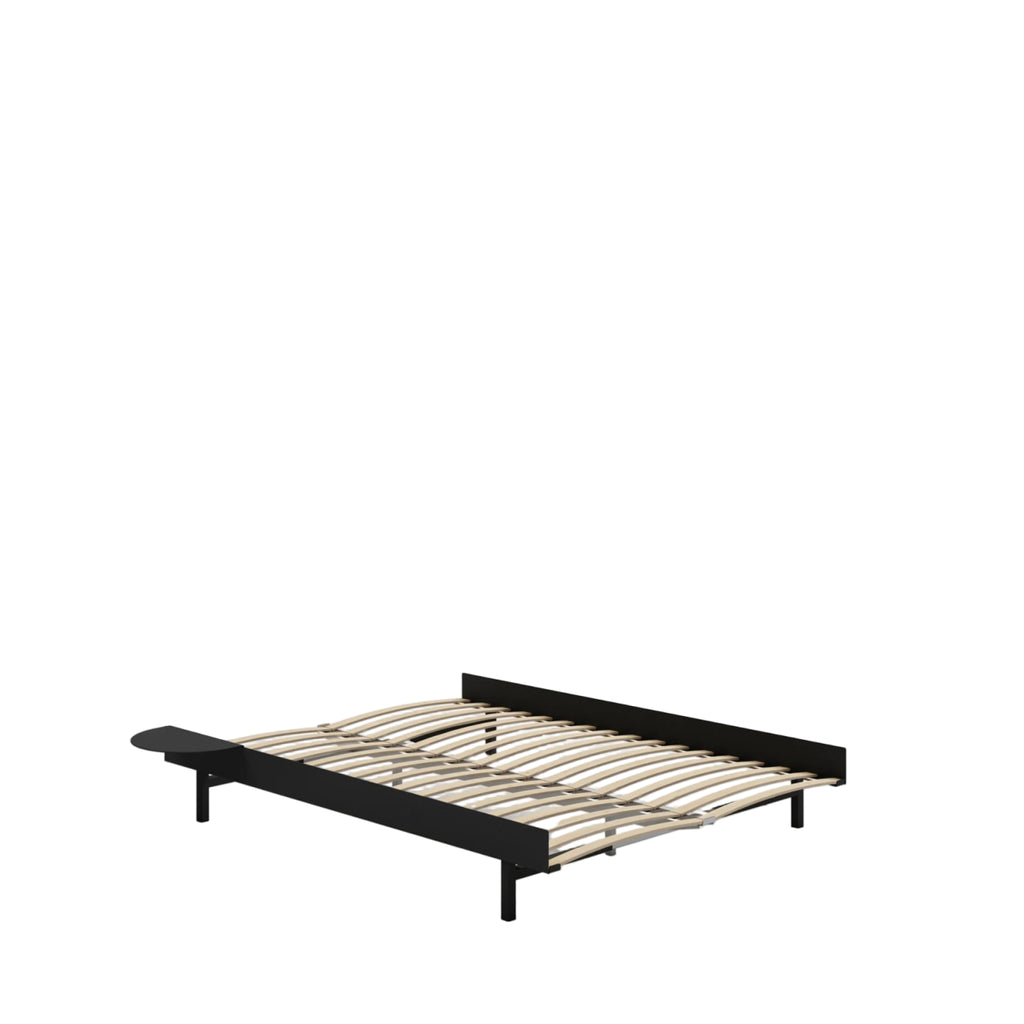 Moebe Bed, 150 Cm, Slats, 1x Side Table, Black