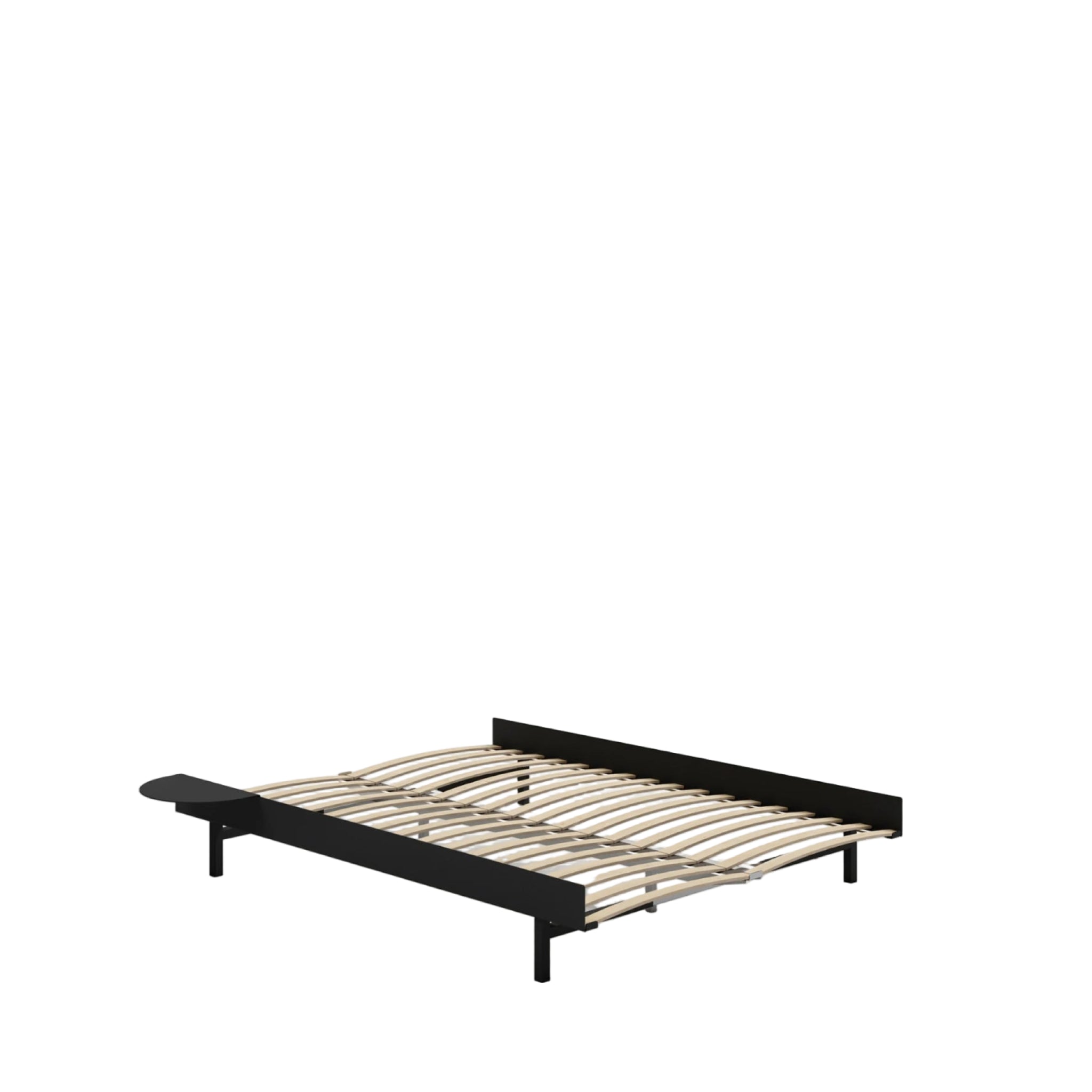 Moebe Bed, 150 Cm, Slats, 1x Side Table, Black
