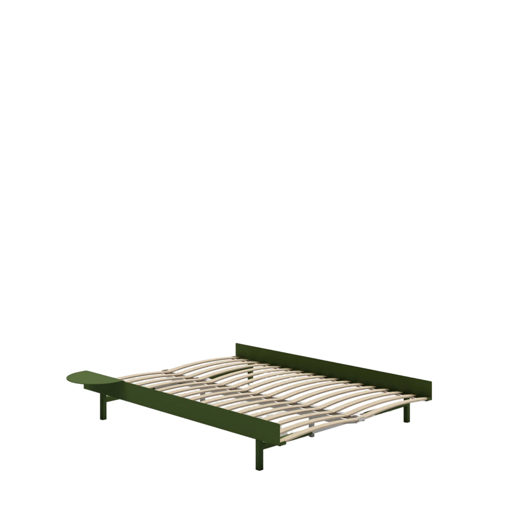 Moebe Bed, 150 Cm, Slats, 1x Side Table, Pine Green