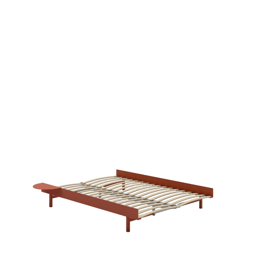 Moebe Bed, 150 Cm, Slats, 1x Side Table, Terracotta