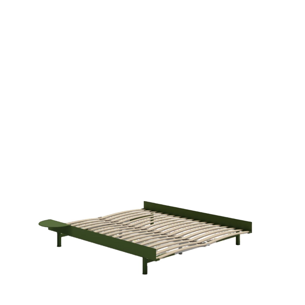 Moebe Bed, 160 Cm, Slats, 1x Side Table, Pine Green