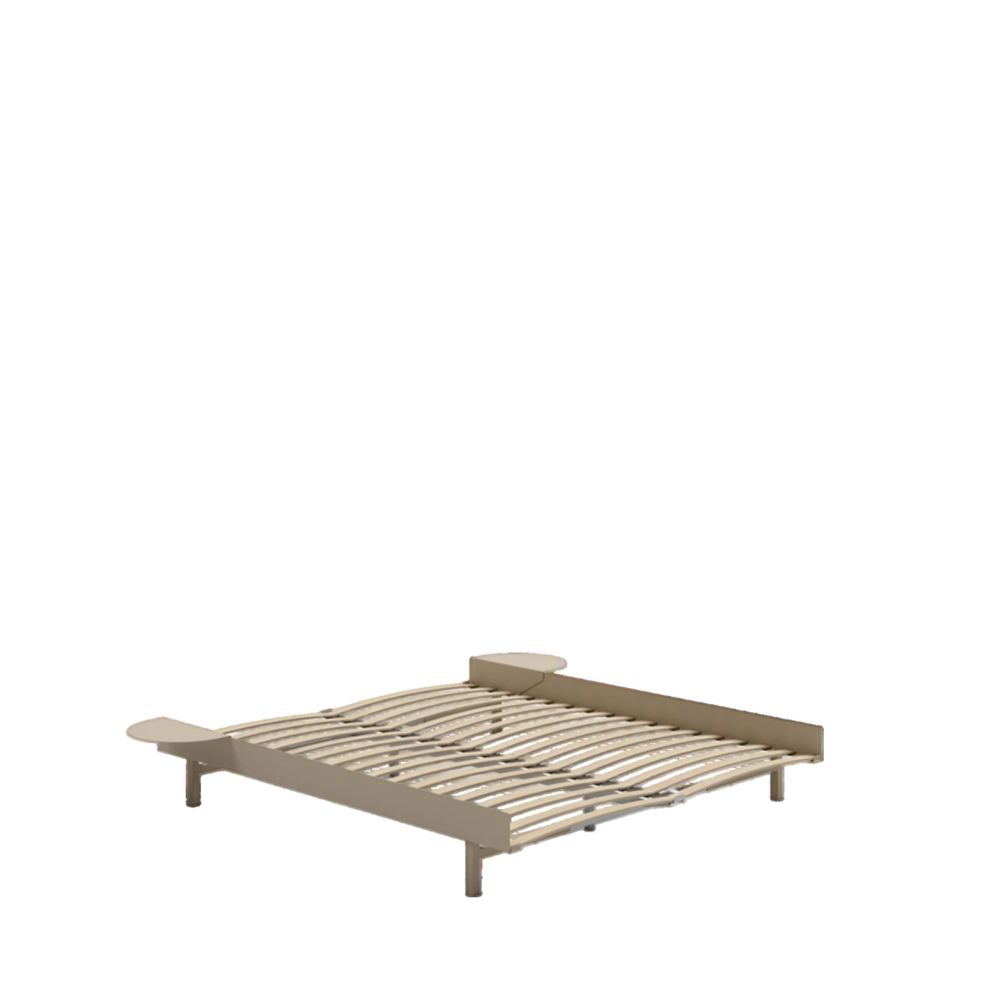 Minimalist Moebe Bed with Slats & Bedside Tables, 160 cm Sand Finish