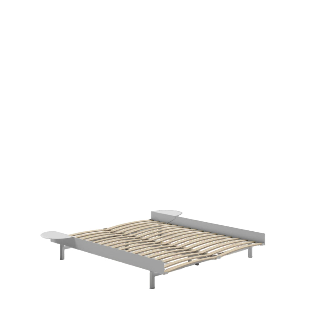 Moebe Bed, 160 Cm, Slats, 2x Side Table, Stainless Steel