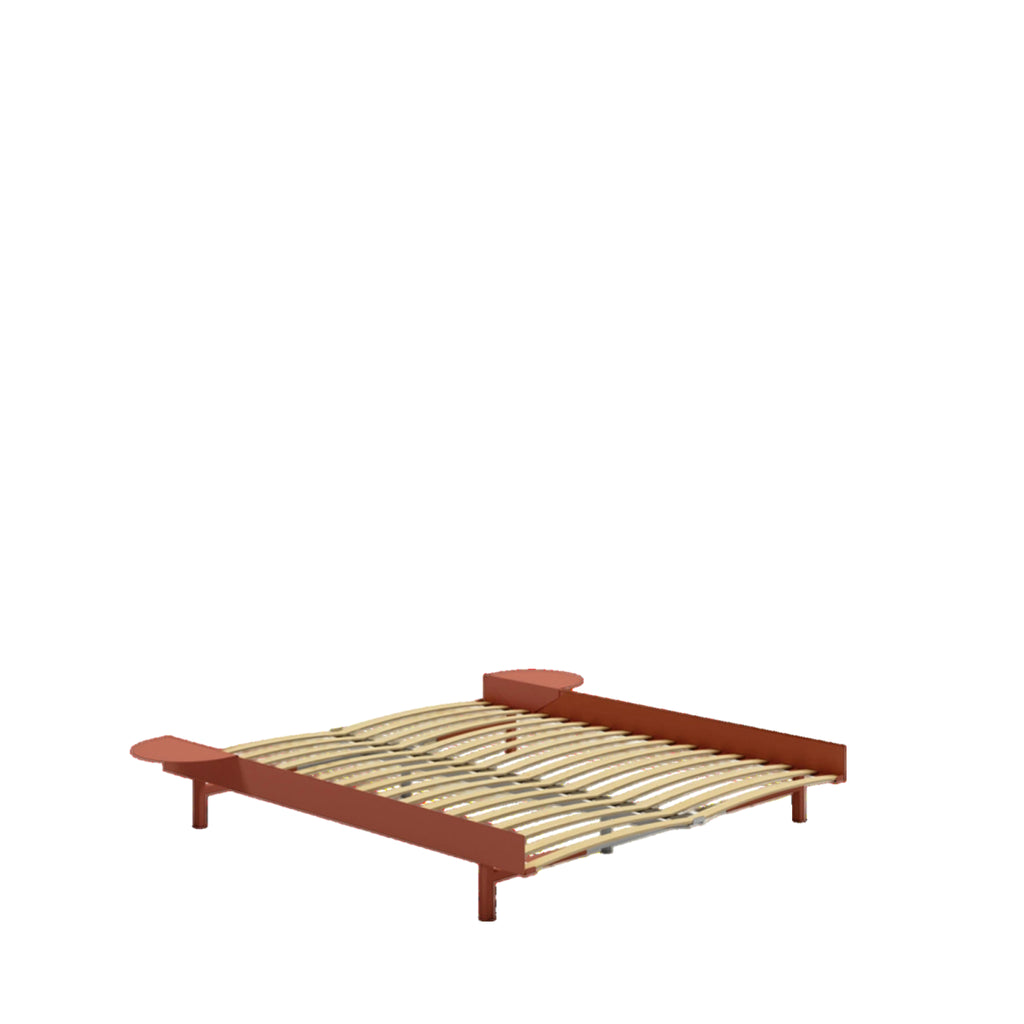 Moebe Bed, 160 Cm, Slats, 2x Side Table, Terracotta