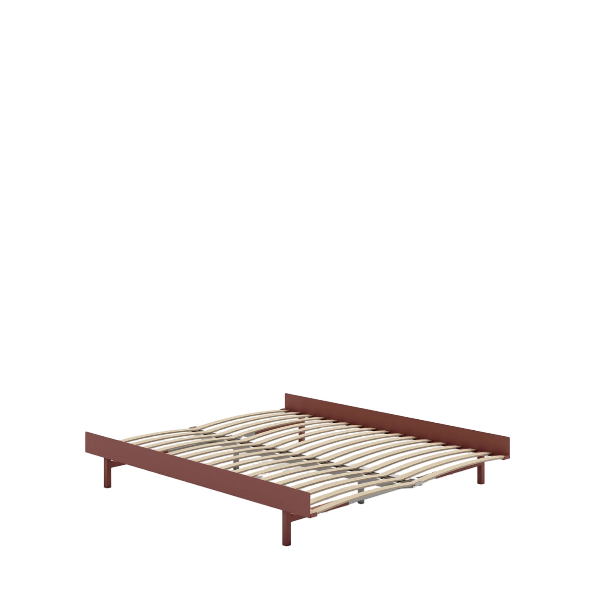 Moebe Dusty Rose Bed with Slats - Modern Steel Frame, 160 cm