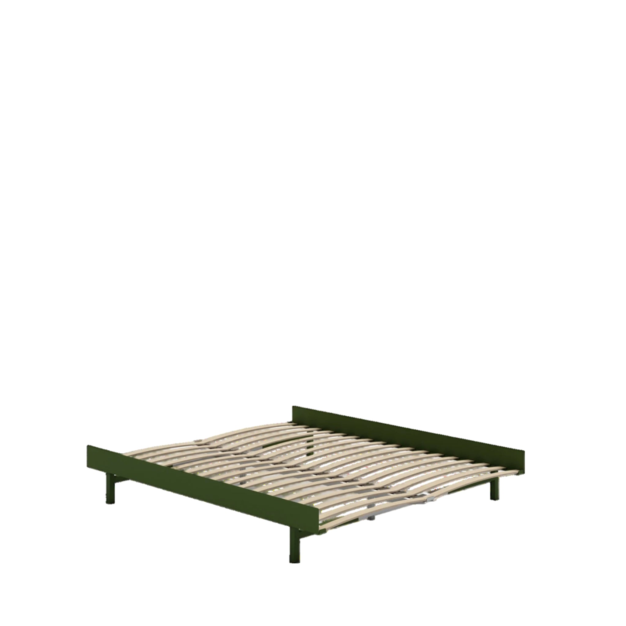 Minimalist Pine Green Moebe Bed with Slats - Adjustable 90-180 cm Frame