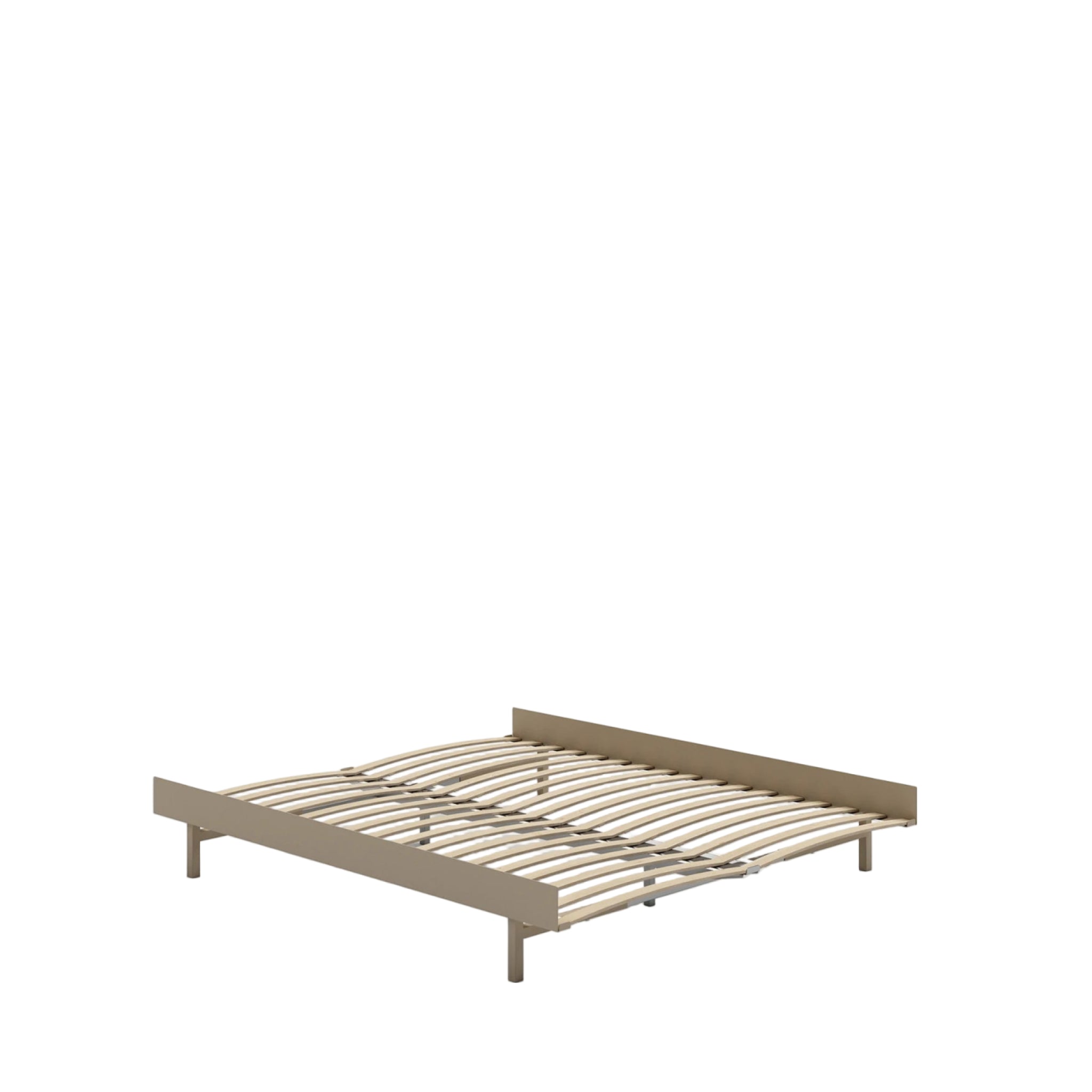 Minimalist Moebe Bed with Slats 160 cm in Sand - Modern Steel Frame