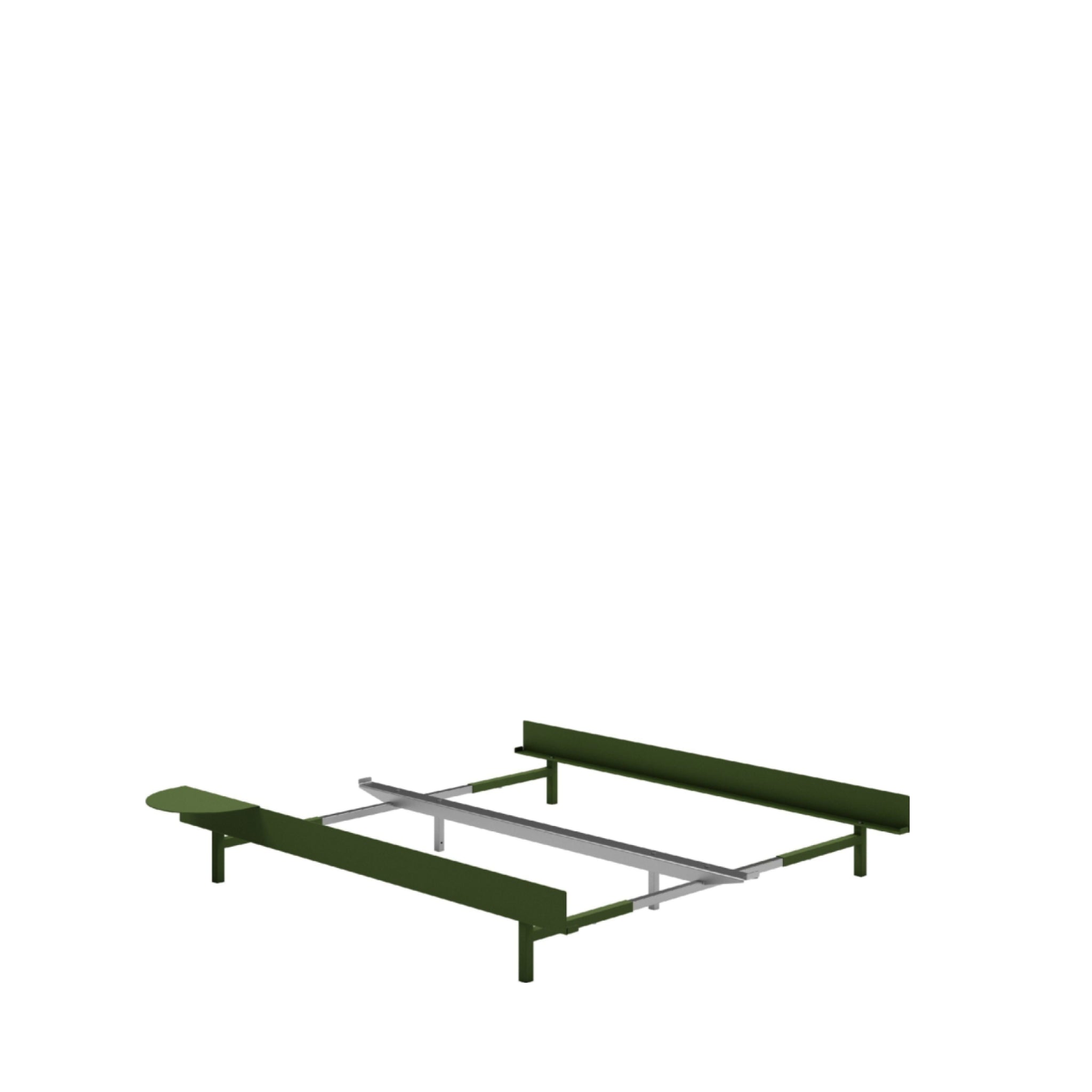 Minimalist Pine Green Moebe Bed with Bedside Table, Adjustable 90-180 cm