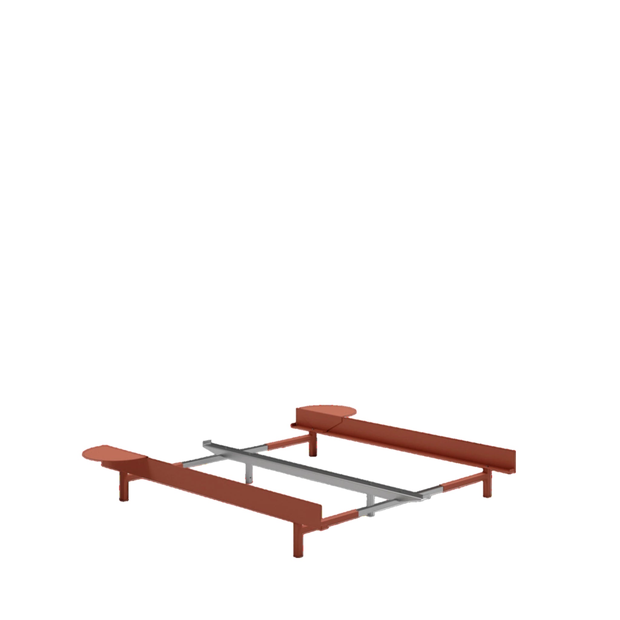 Moebe Bed, 90-180 Cm, 2x Side Table, Terracotta