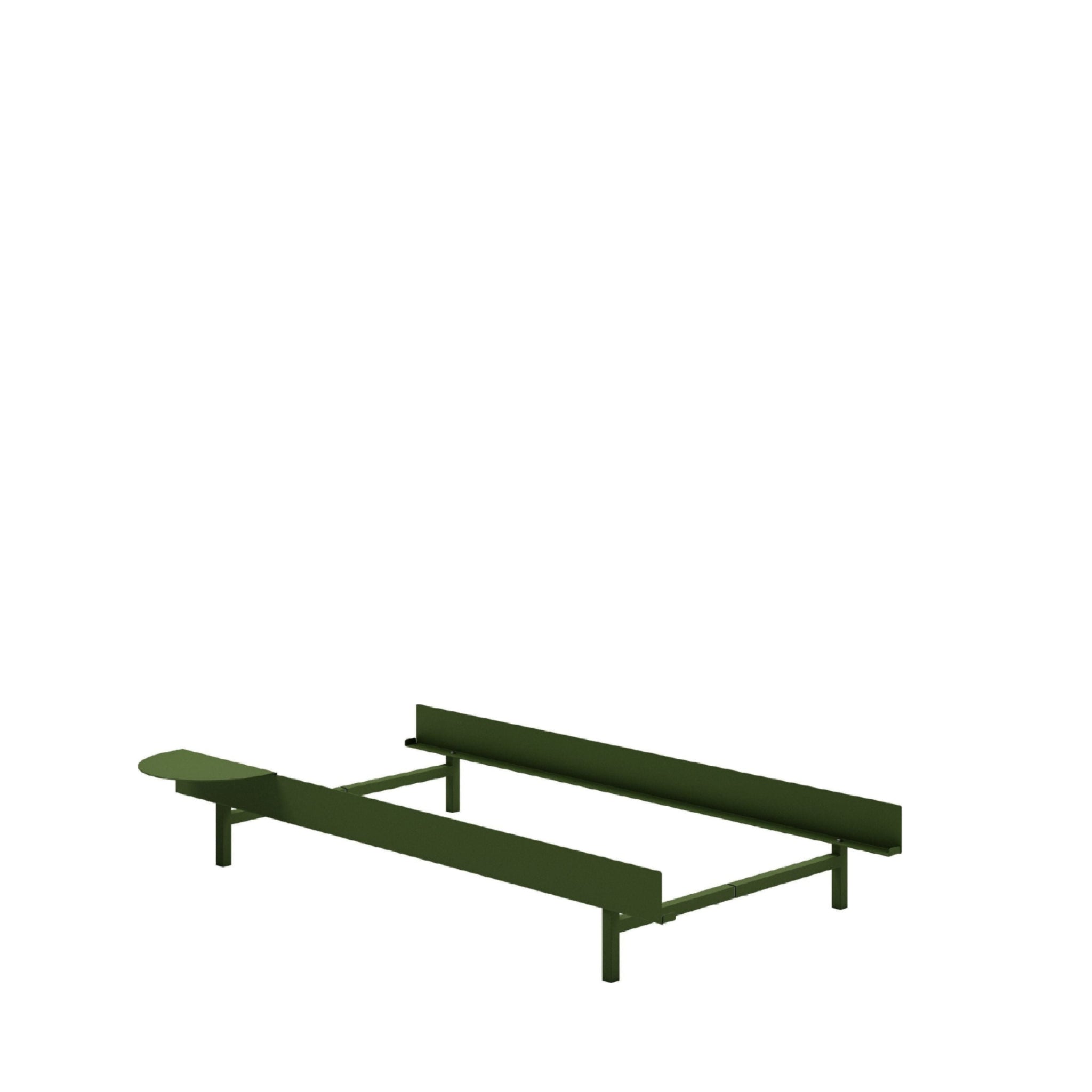 Minimalist Pine Green Moebe Bed with Bedside Table - 90 cm Steel Frame
