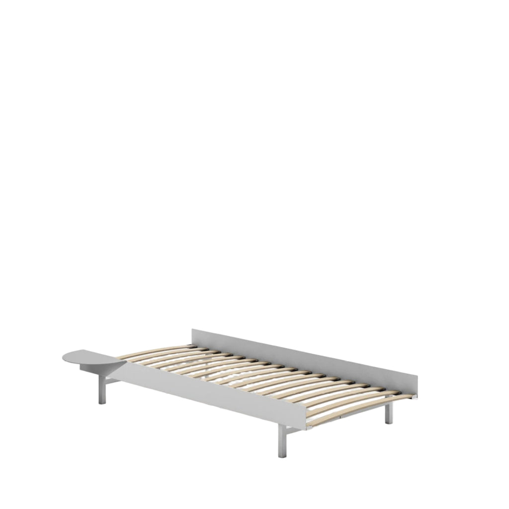 Moebe Bed, 90 Cm, Slats, 1x Side Table, Stainless Steel