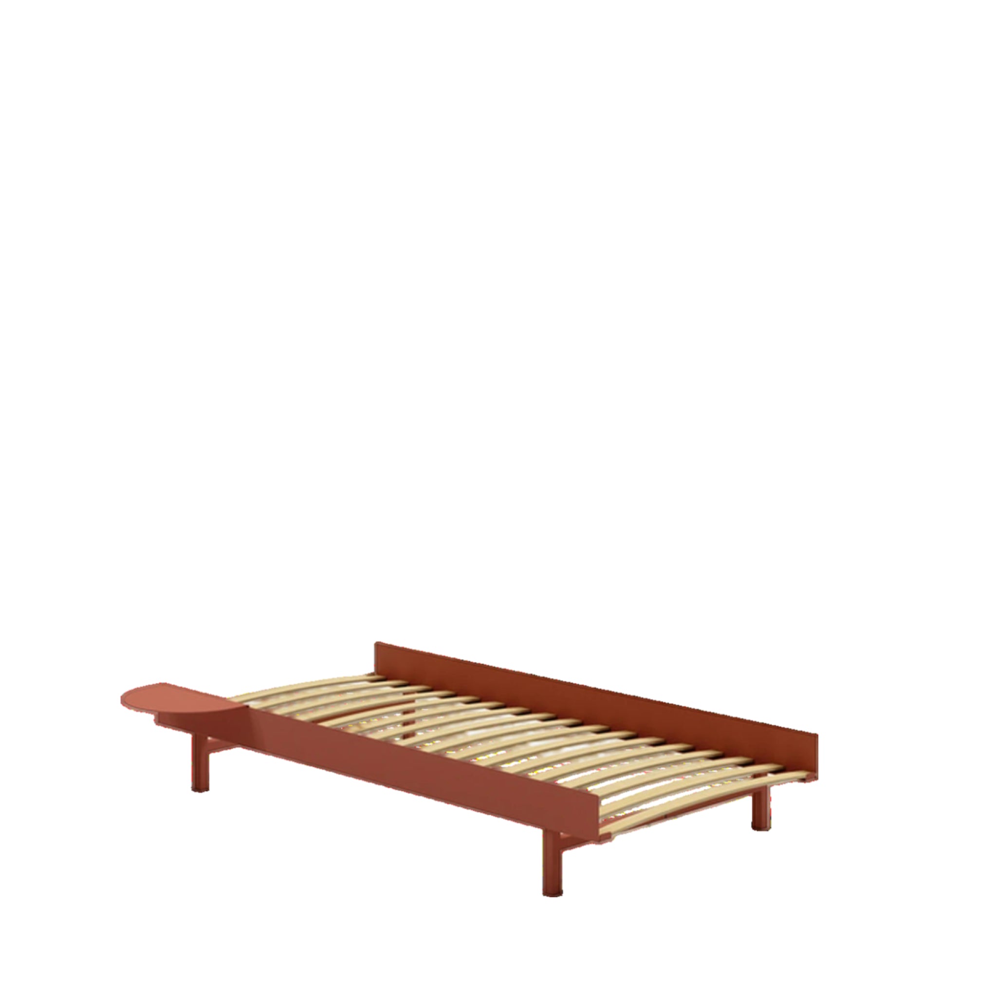 Moebe Bed, 90 Cm, Slats, 1x Side Table, Terracotta