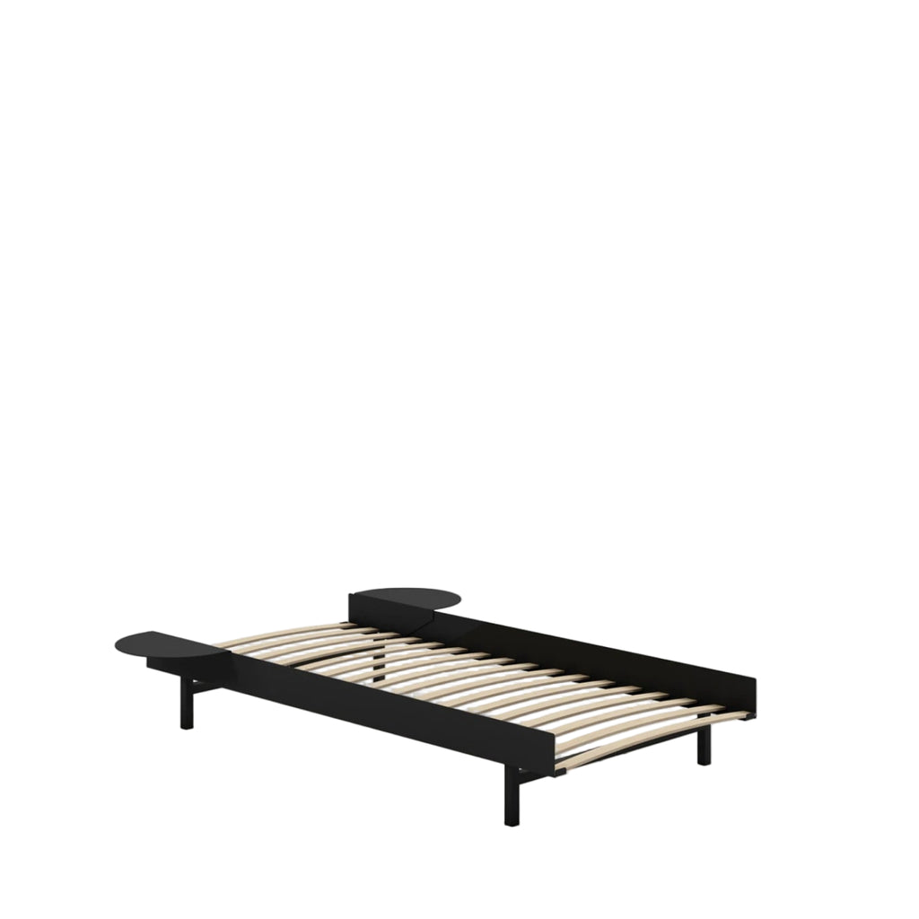 Moebe Bed, 90 Cm, Slats, 2x Side Table, Black