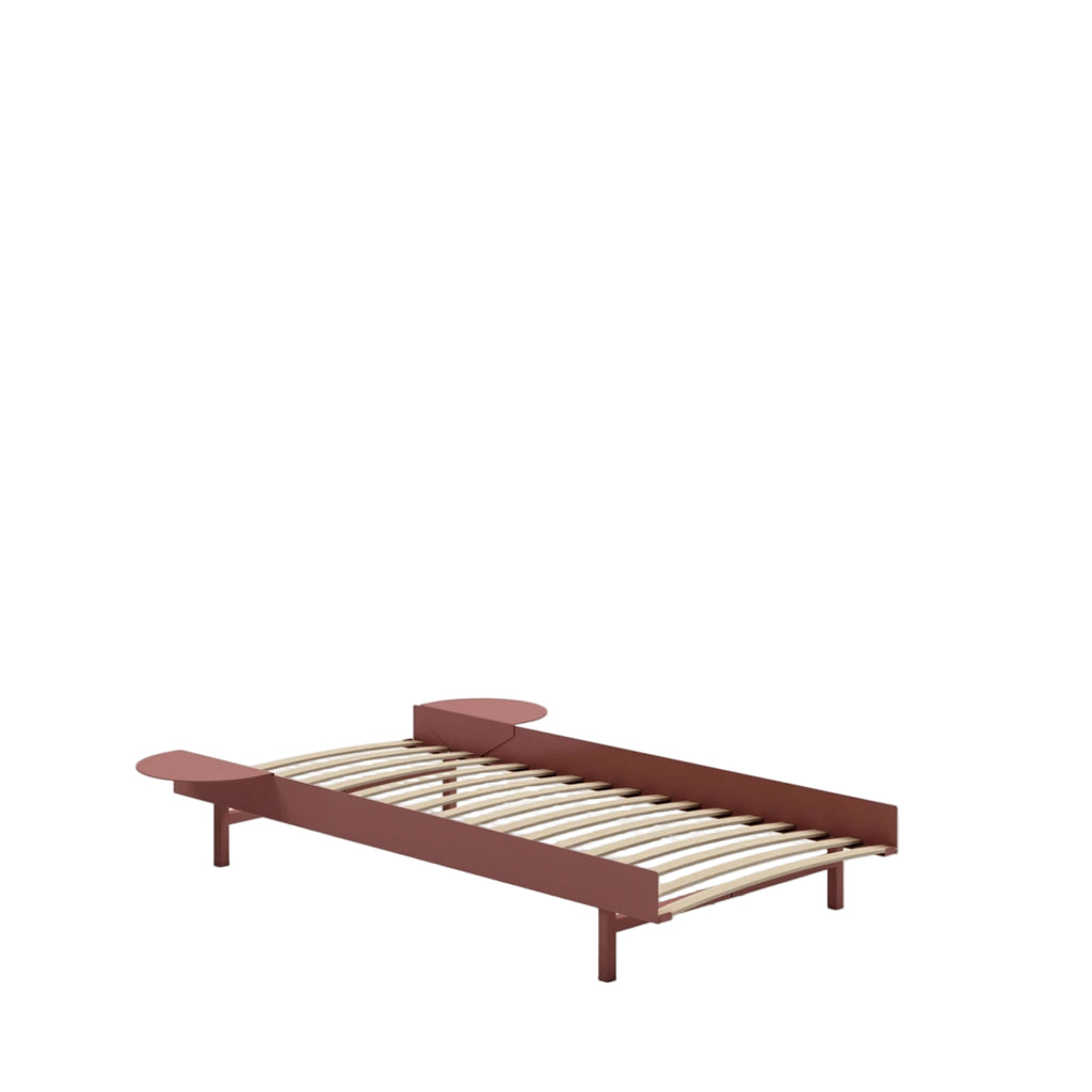 Moebe Bed, 90 Cm, Slats, 2x Side Table, Dusty Rose