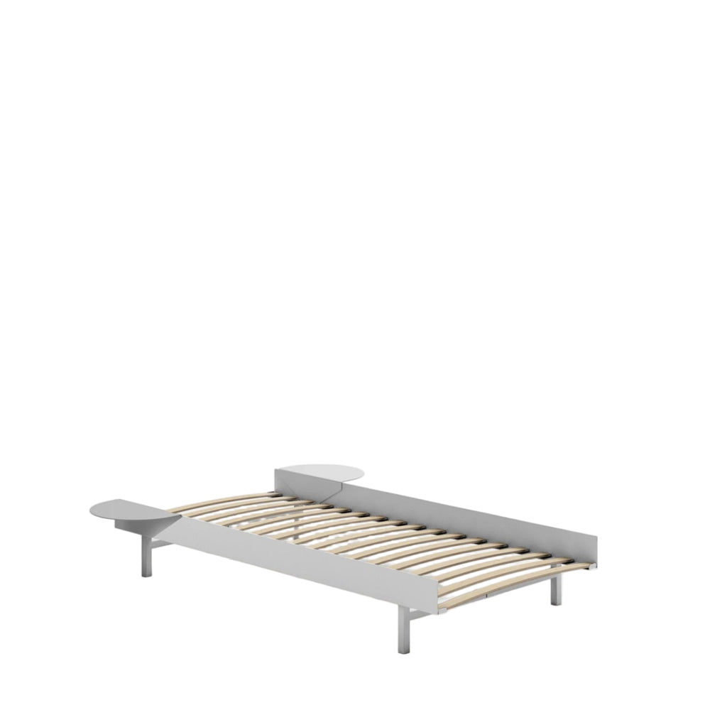 Moebe Bed, 90 Cm, Slats, 2x Side Table, Stainless Steel