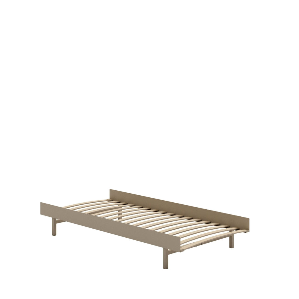 Minimalist Moebe Bed 90 cm in Sand - Modern Steel Frame with Slats
