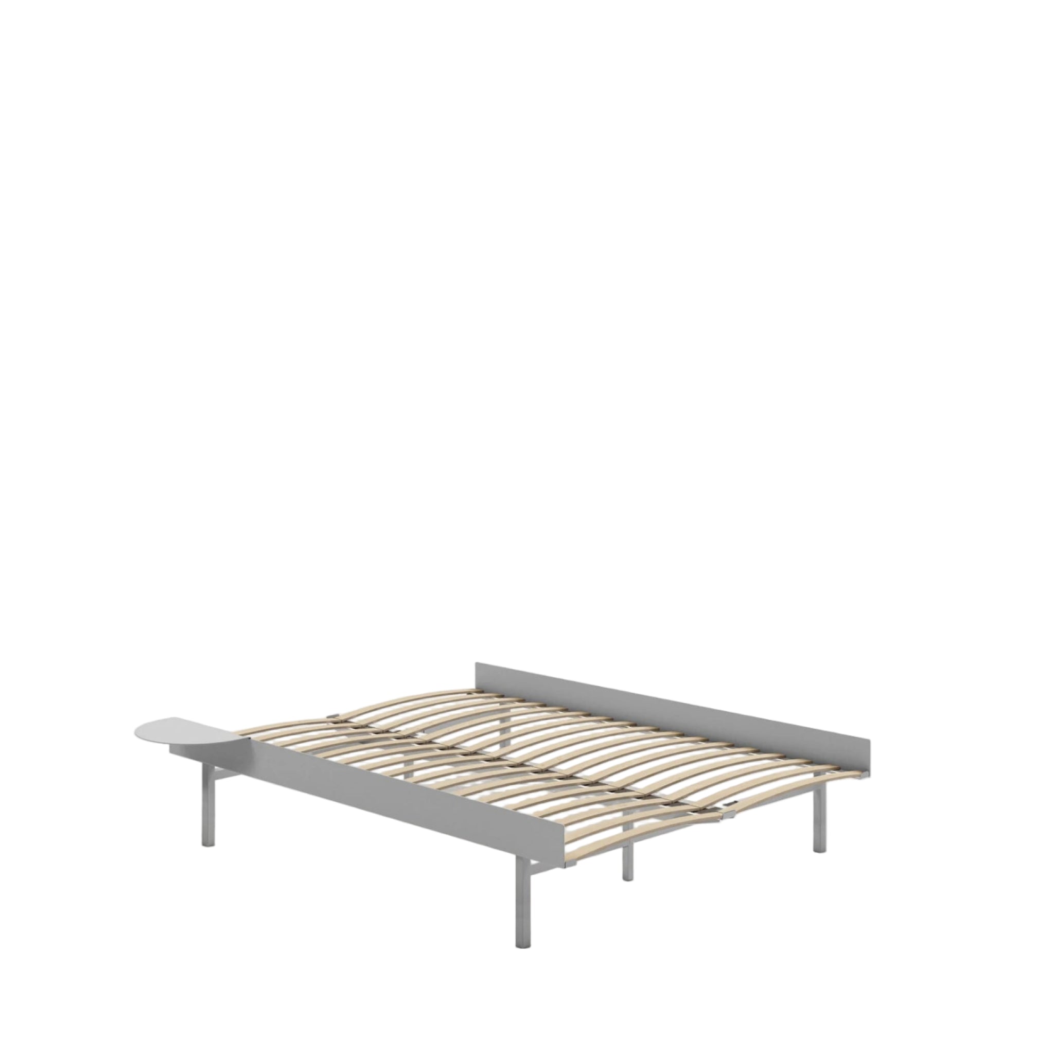 Moebe Bed, Tall Legs, 140 Cm, Slats, 1x Side Table, Stainless Steel