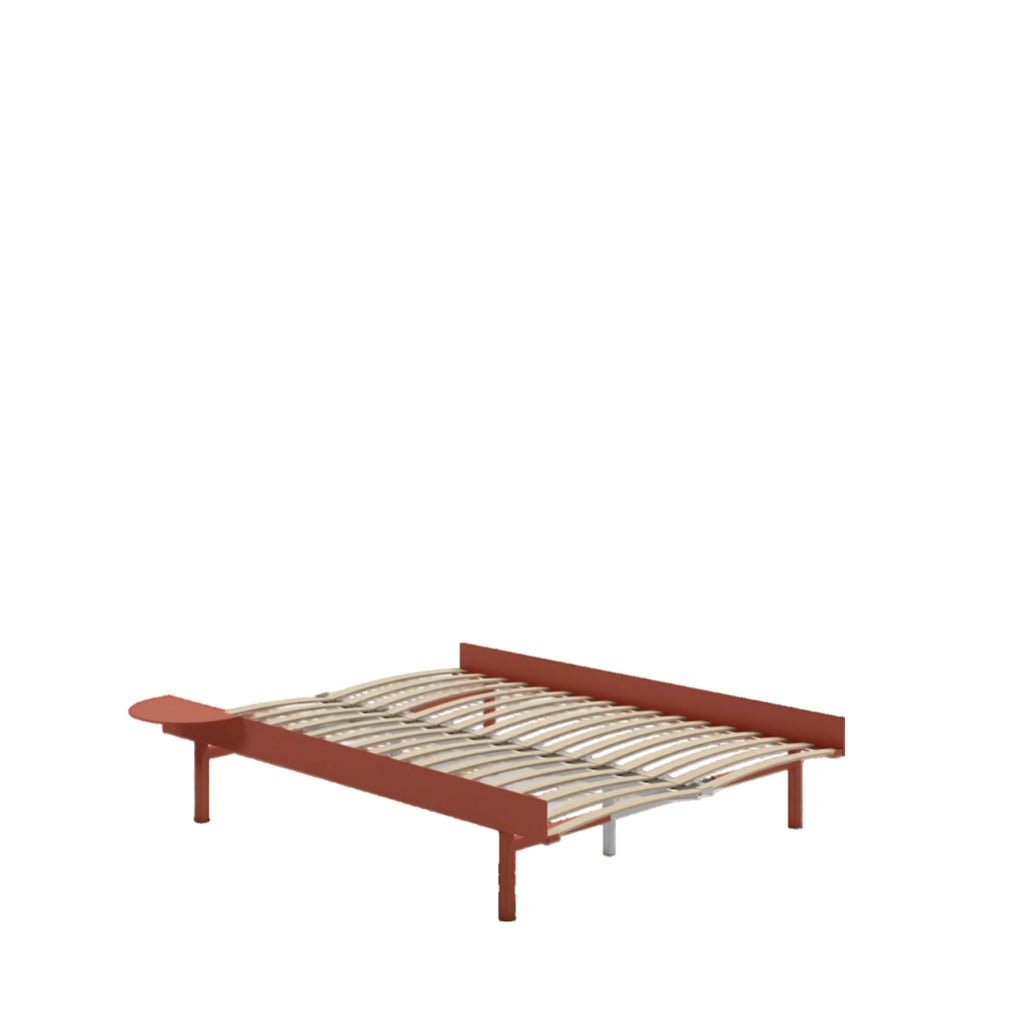 Moebe Bed, Tall Legs, 140 Cm, Slats, 1x Side Table, Terracotta