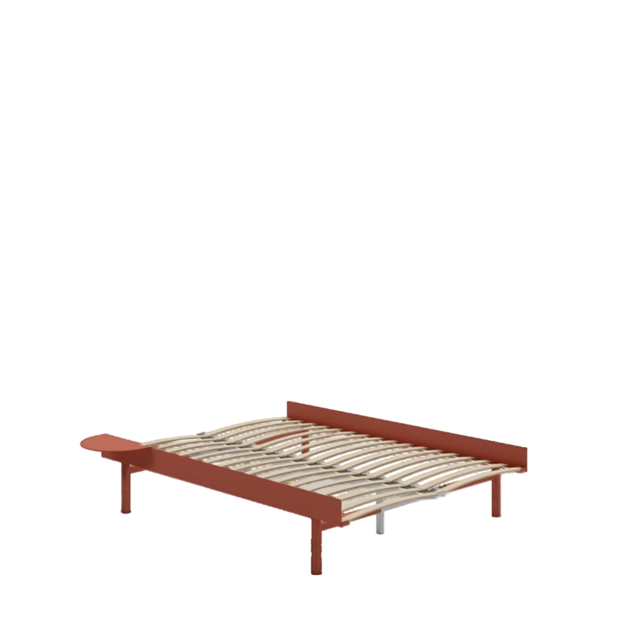 Moebe Bed, Tall Legs, 140 Cm, Slats, 1x Side Table, Terracotta