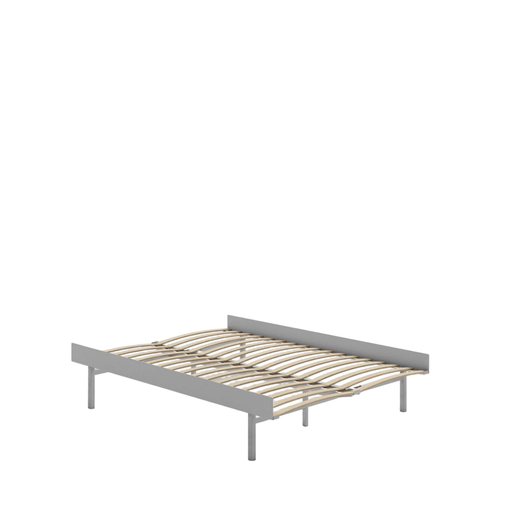 Moebe Bed, Tall Legs, 140 Cm, Slats, Stainless Steel