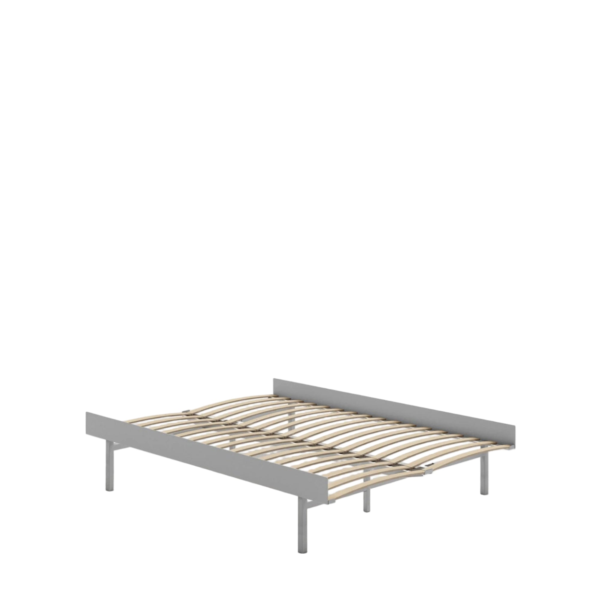 Moebe Bed, Tall Legs, 140 Cm, Slats, Stainless Steel