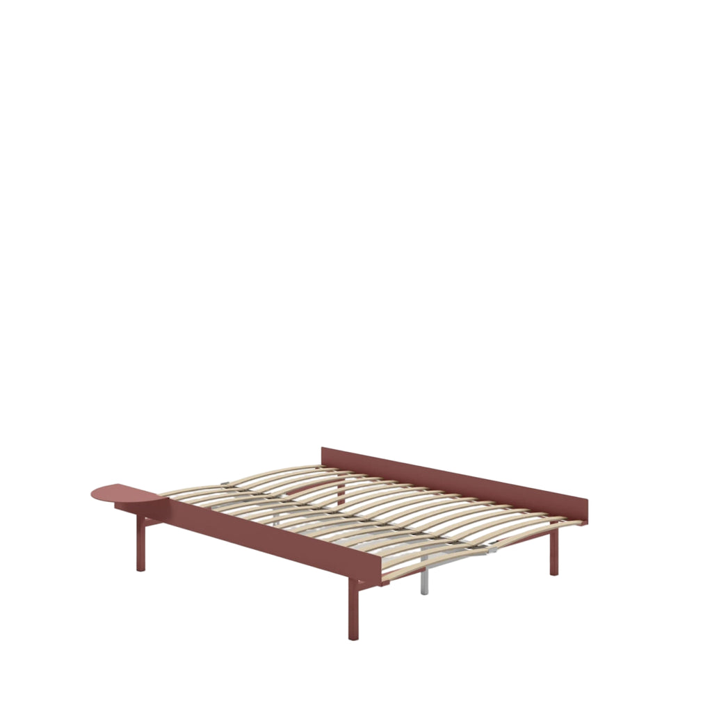 Moebe Bed, Tall Legs, 150 Cm, Slats, 1x Side Table, Dusty Rose