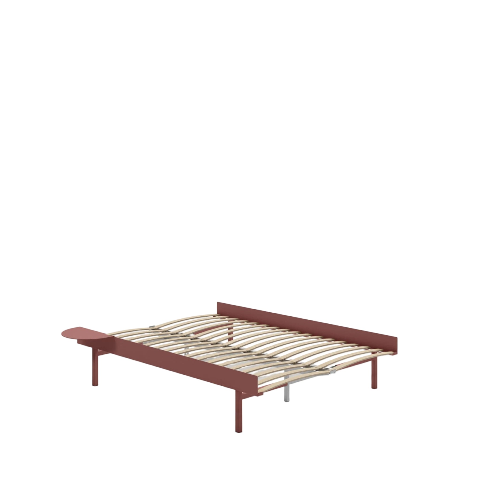 Moebe Bed, Tall Legs, 150 Cm, Slats, 1x Side Table, Dusty Rose