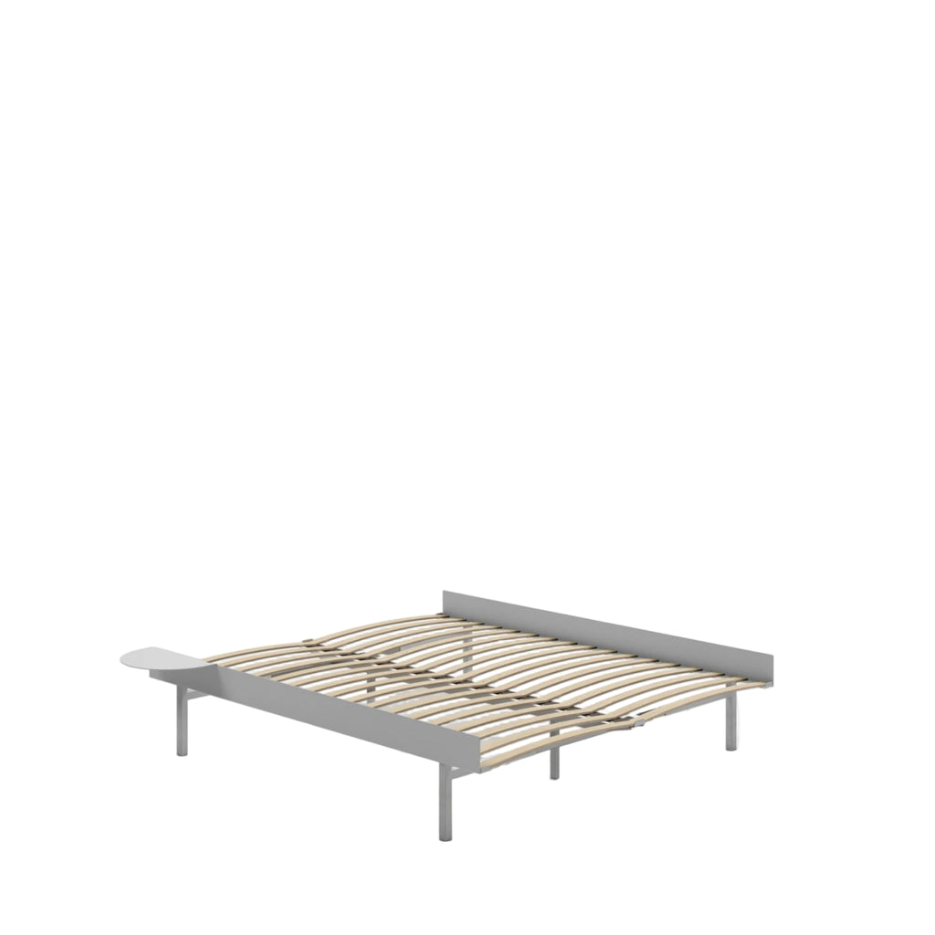 Moebe Bed, Tall Legs, 150 Cm, Slats, 1x Side Table, Stainless Steel