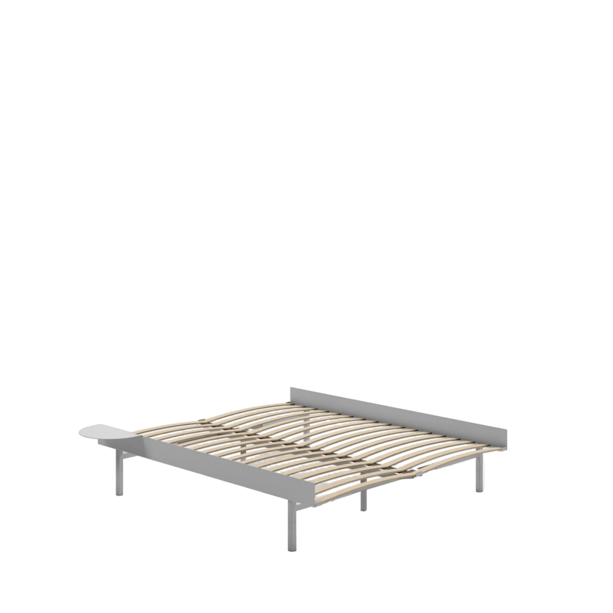Moebe Bed, Tall Legs, 150 Cm, Slats, 1x Side Table, Stainless Steel