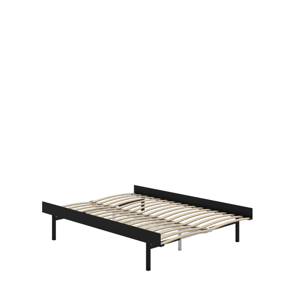 Moebe Bed, Tall Legs, 150 Cm, Slats, Black