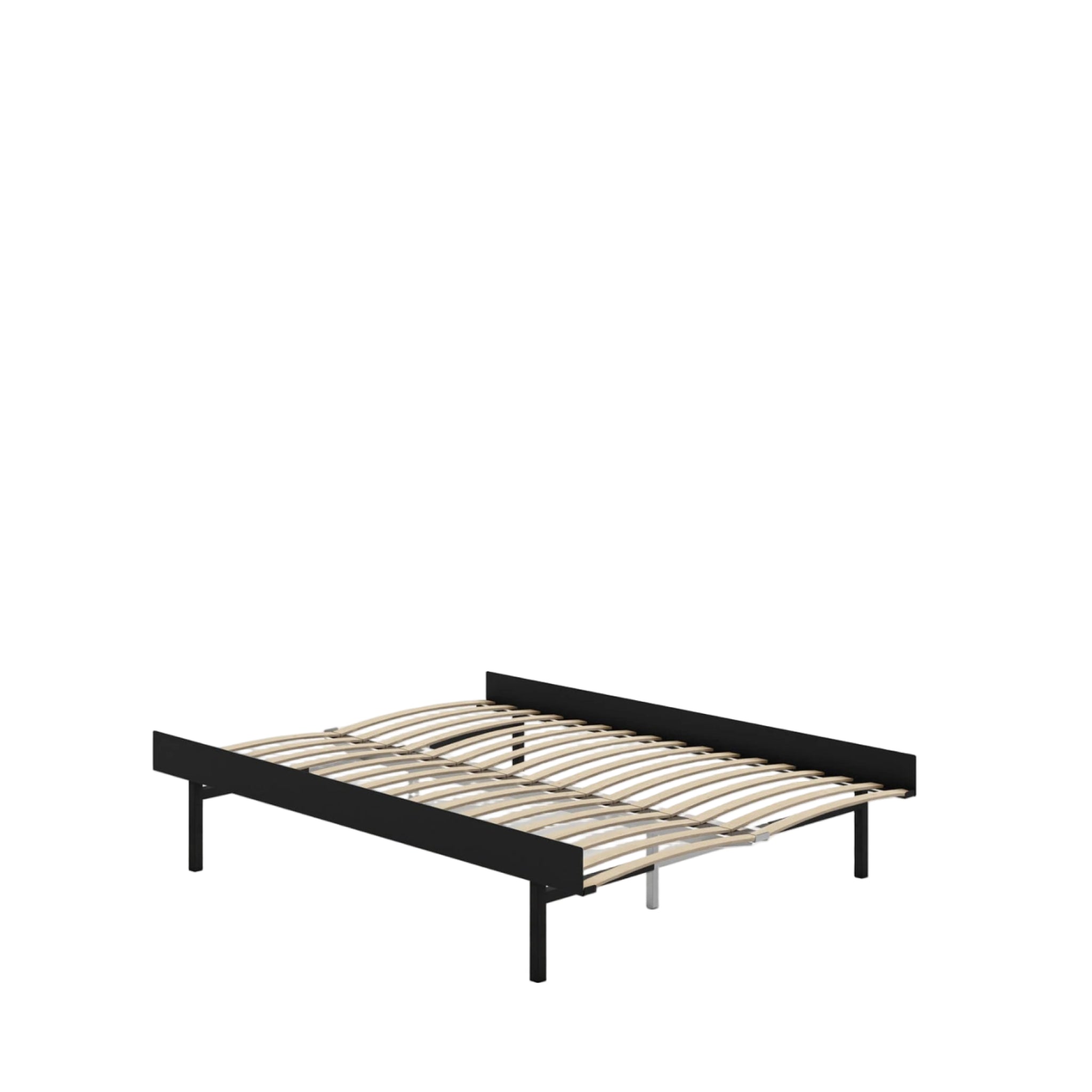 Moebe Bed, Tall Legs, 150 Cm, Slats, Black