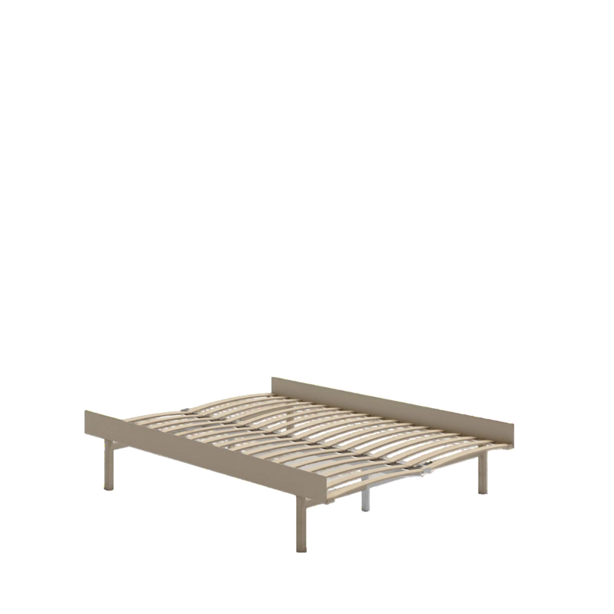 Moebe Bed, Tall Legs, 150 Cm, Slats, Sand