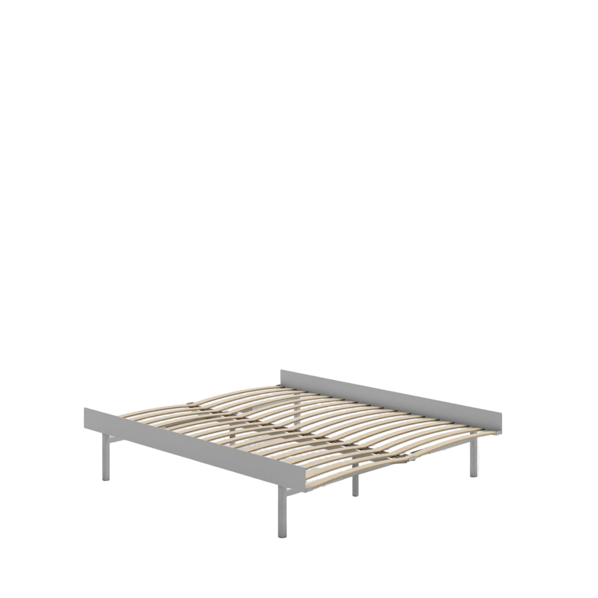 Moebe Bed, Tall Legs, 150 Cm, Slats, Stainless Steel