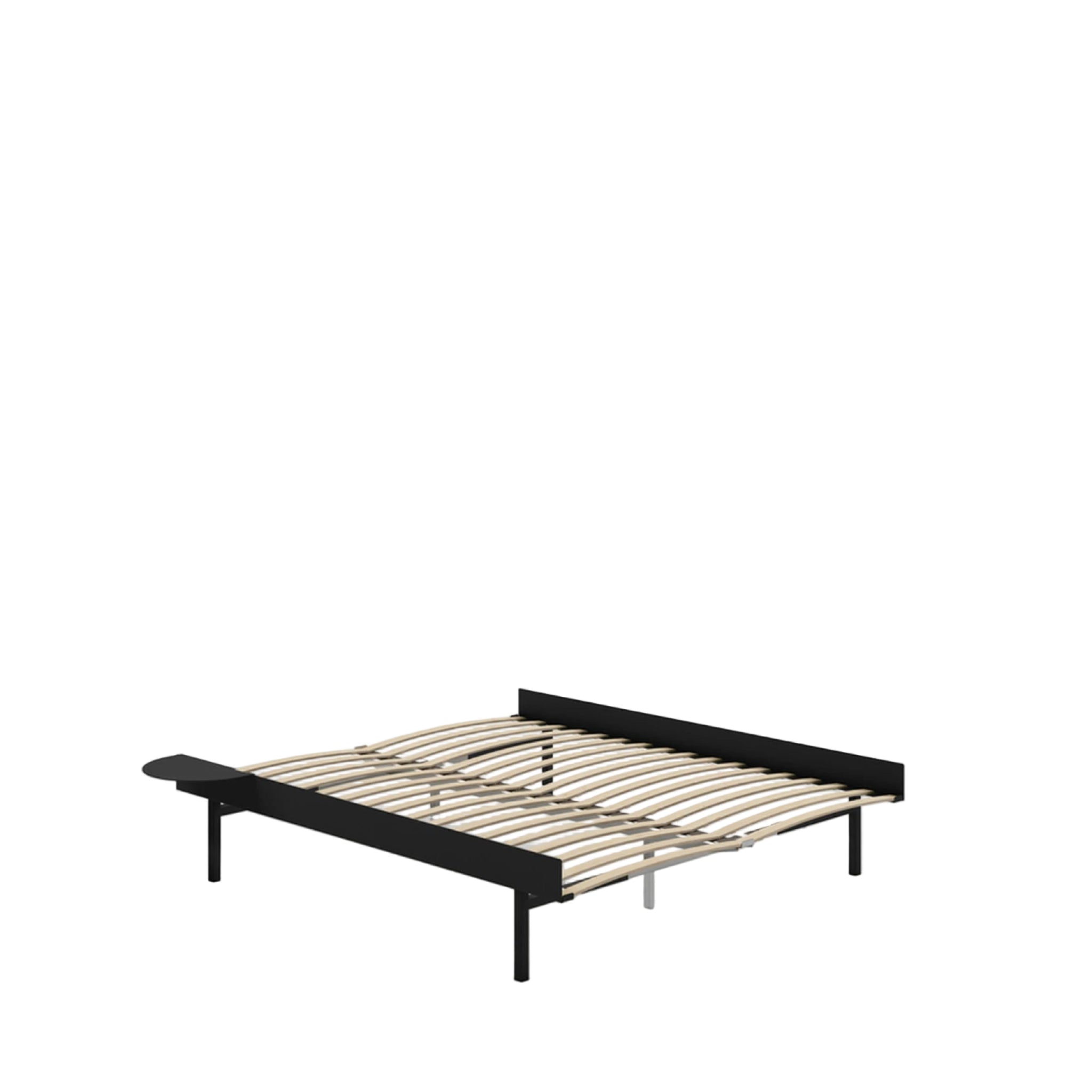 Moebe Bed, Tall Legs, 160 Cm, Slats, 1x Side Table, Black