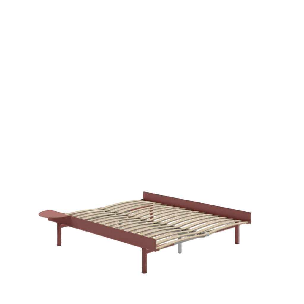 Moebe Bed, Tall Legs, 160 Cm, Slats, 1x Side Table, Dusty Rose