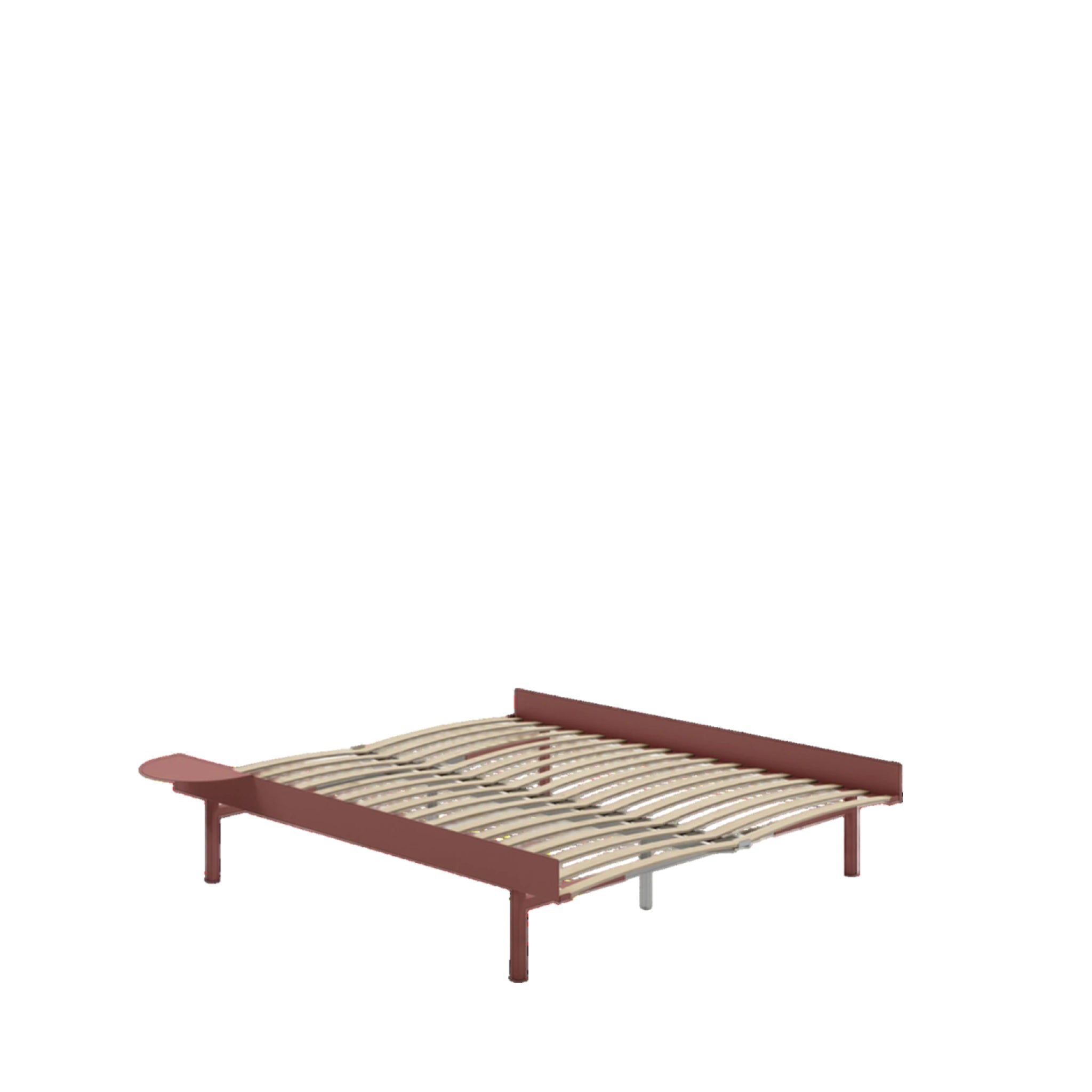Moebe Bed, Tall Legs, 160 Cm, Slats, 1x Side Table, Dusty Rose