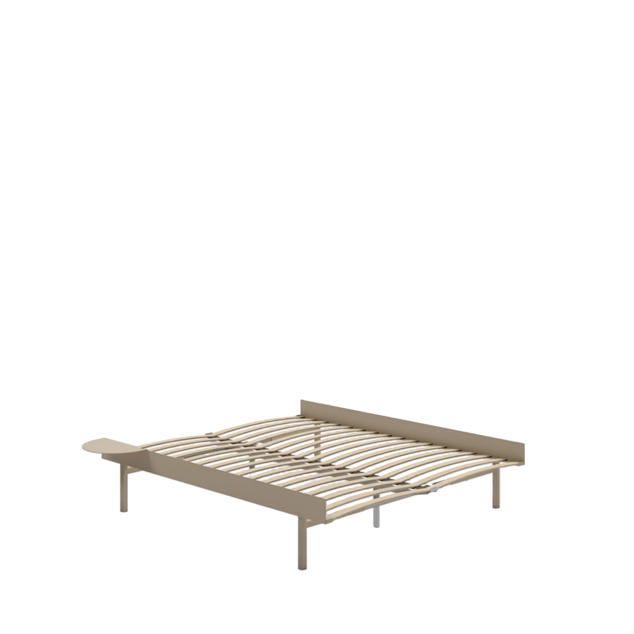 Moebe Bed, Tall Legs, 160 Cm, Slats, 1x Side Table, Sand