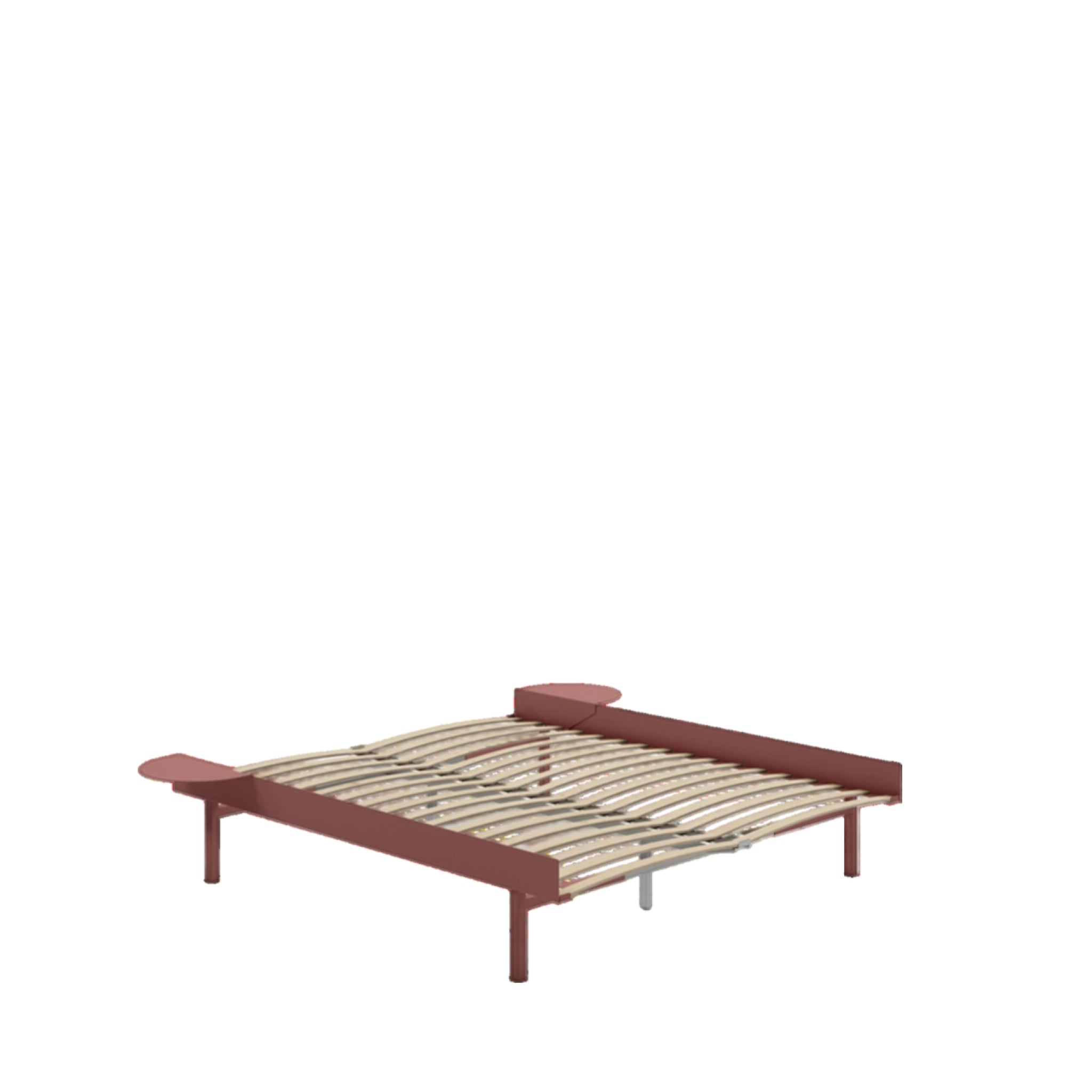 Moebe Bed, Tall Legs, 160 Cm, Slats, 2x Side Table, Dusty Rose