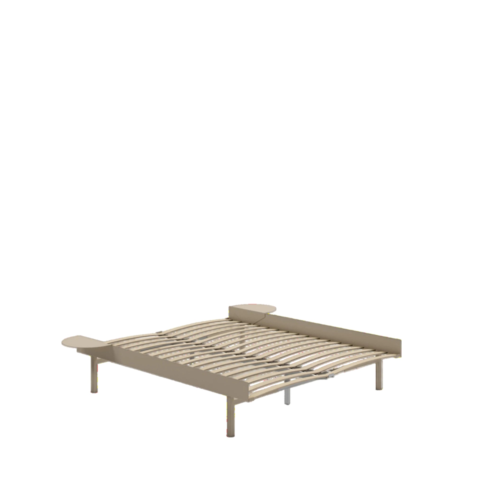 Moebe Bed, Tall Legs, 160 Cm, Slats, 2x Side Table, Sand