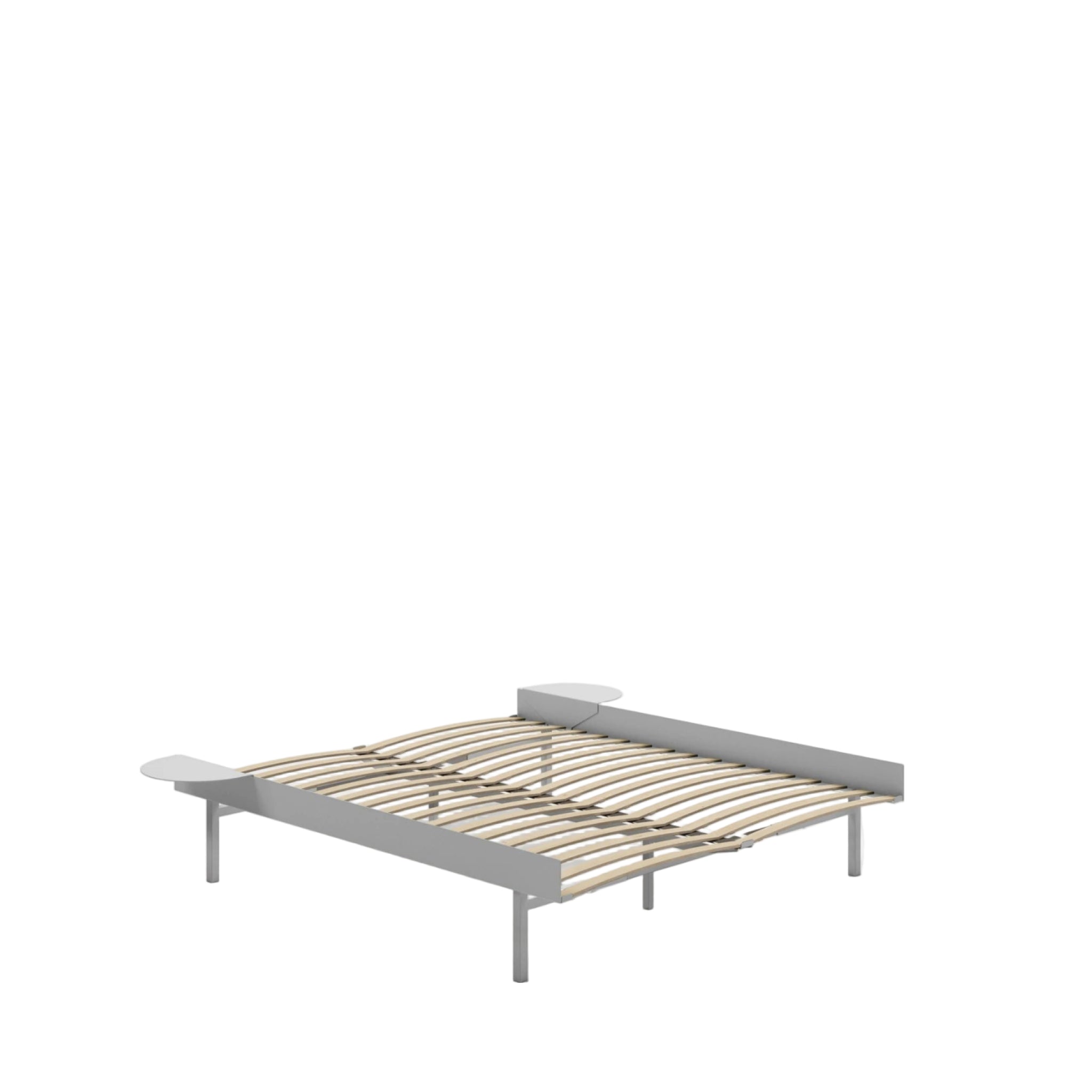 Moebe Bed, Tall Legs, 160 Cm, Slats, 2x Side Table, Stainless Steel