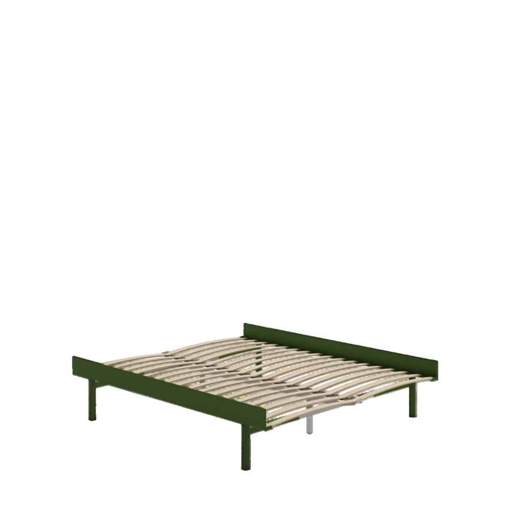 Moebe Bed, Tall Legs, 160 Cm, Slats, Pine Green