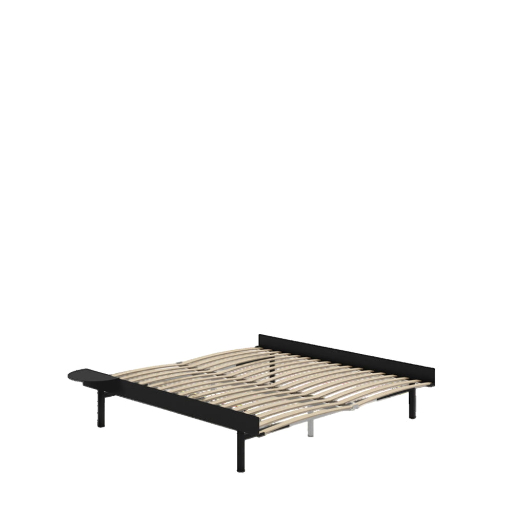 Moebe Bed, Tall Legs, 180 Cm, Slats, 1x Side Table, Black