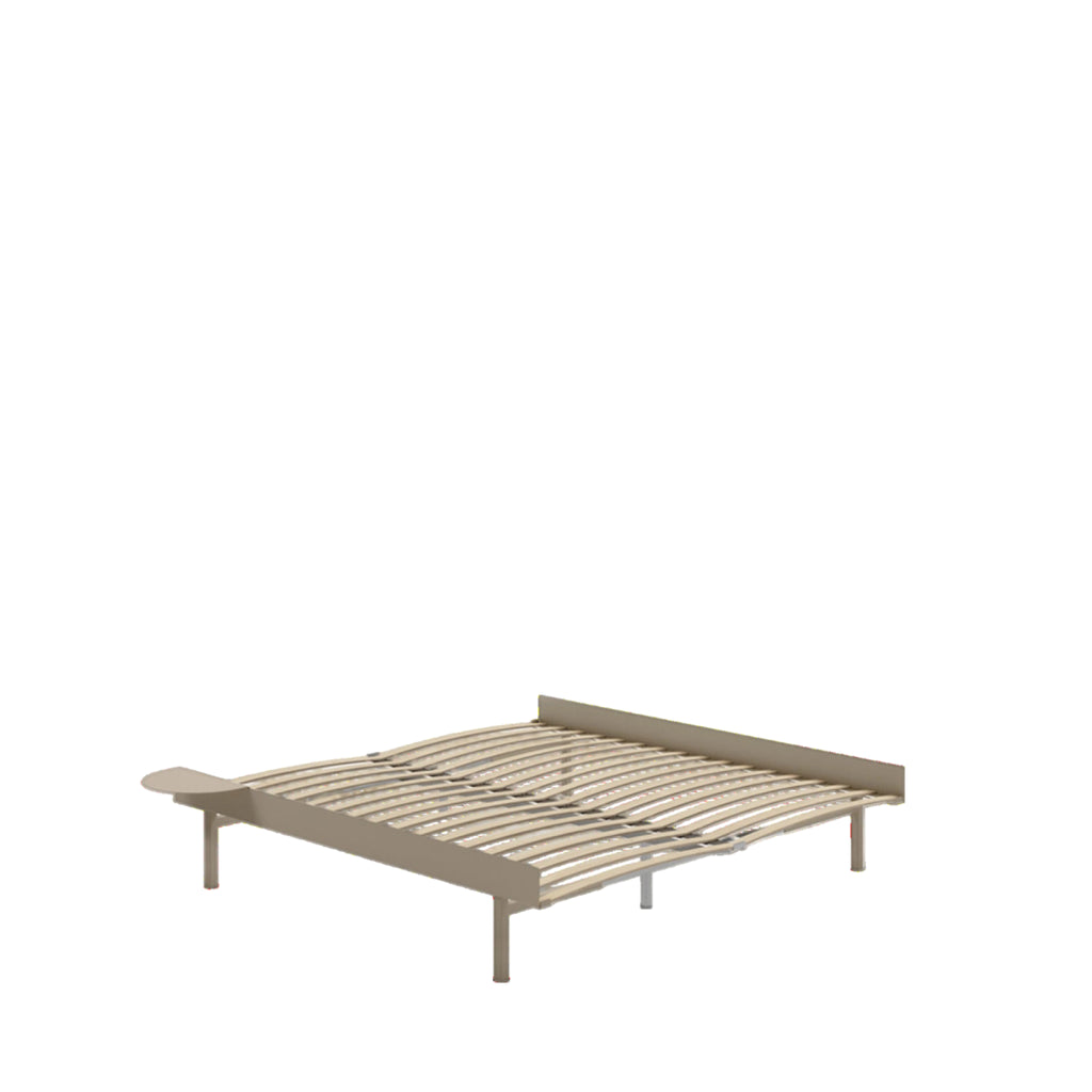 Moebe Bed, Tall Legs, 180 Cm, Slats, 1x Side Table, Sand