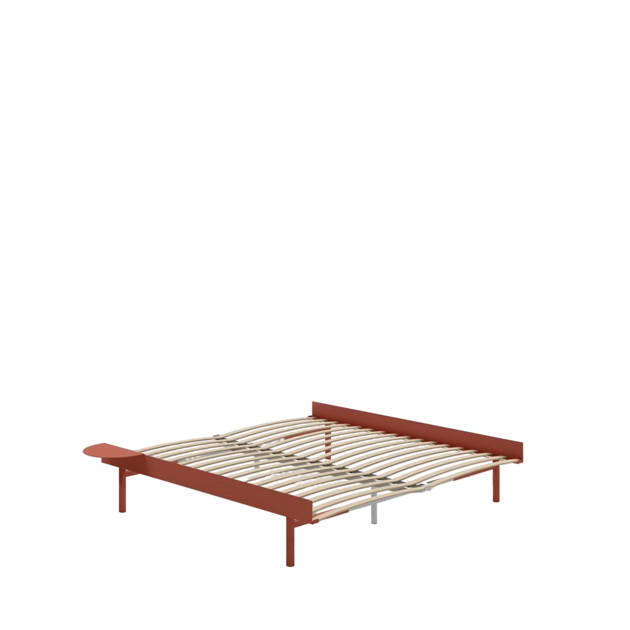 Moebe Bed, Tall Legs, 180 Cm, Slats, 1x Side Table, Terracotta