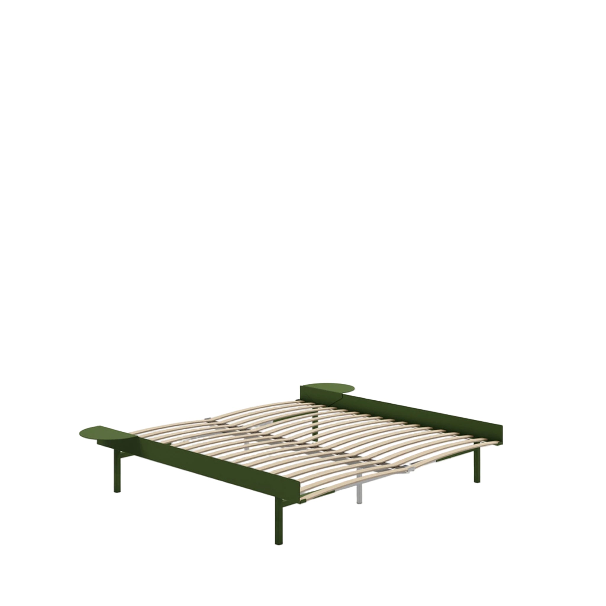 Moebe Bed, Tall Legs, 180 Cm, Slats, 2x Side Table, Pine Green