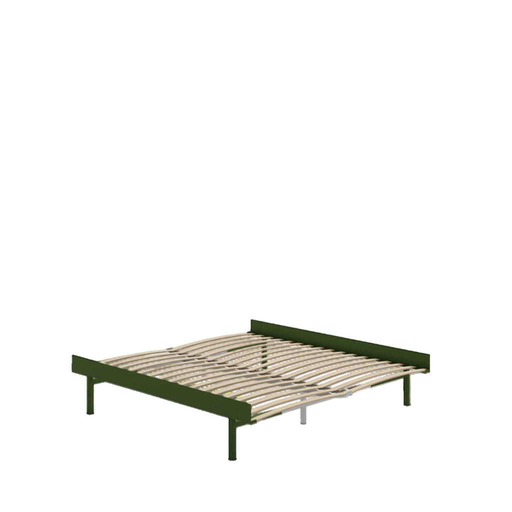 Moebe Bed, Tall Legs, 180 Cm, Slats, Pine Green